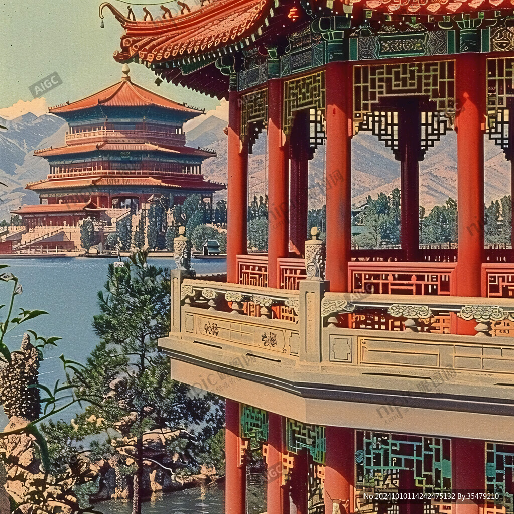 新中式楼阁皇宫山水