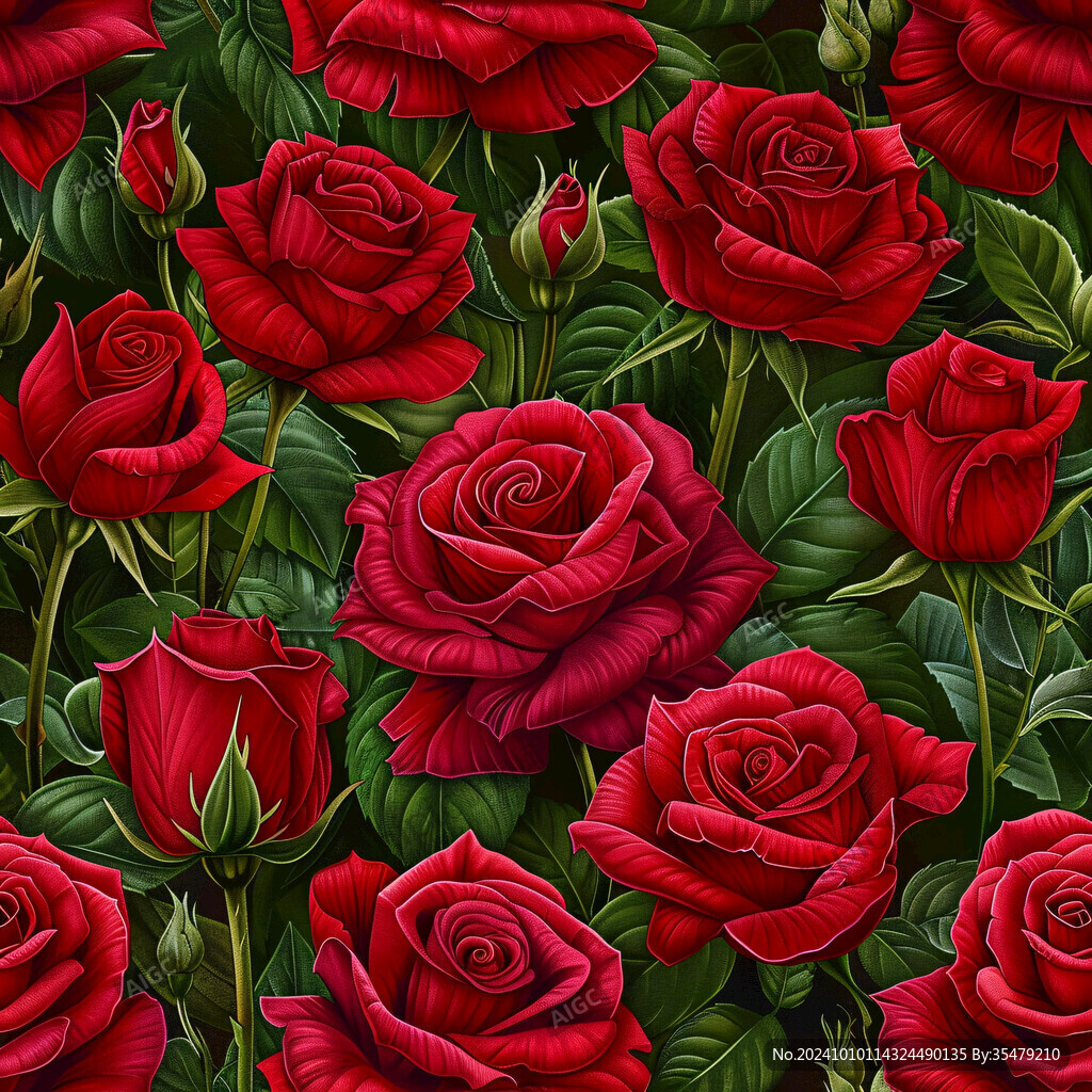 红色鲜花壁画