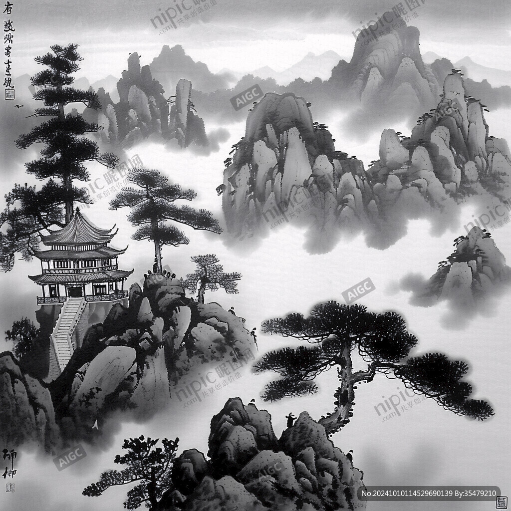 楼阁山水画