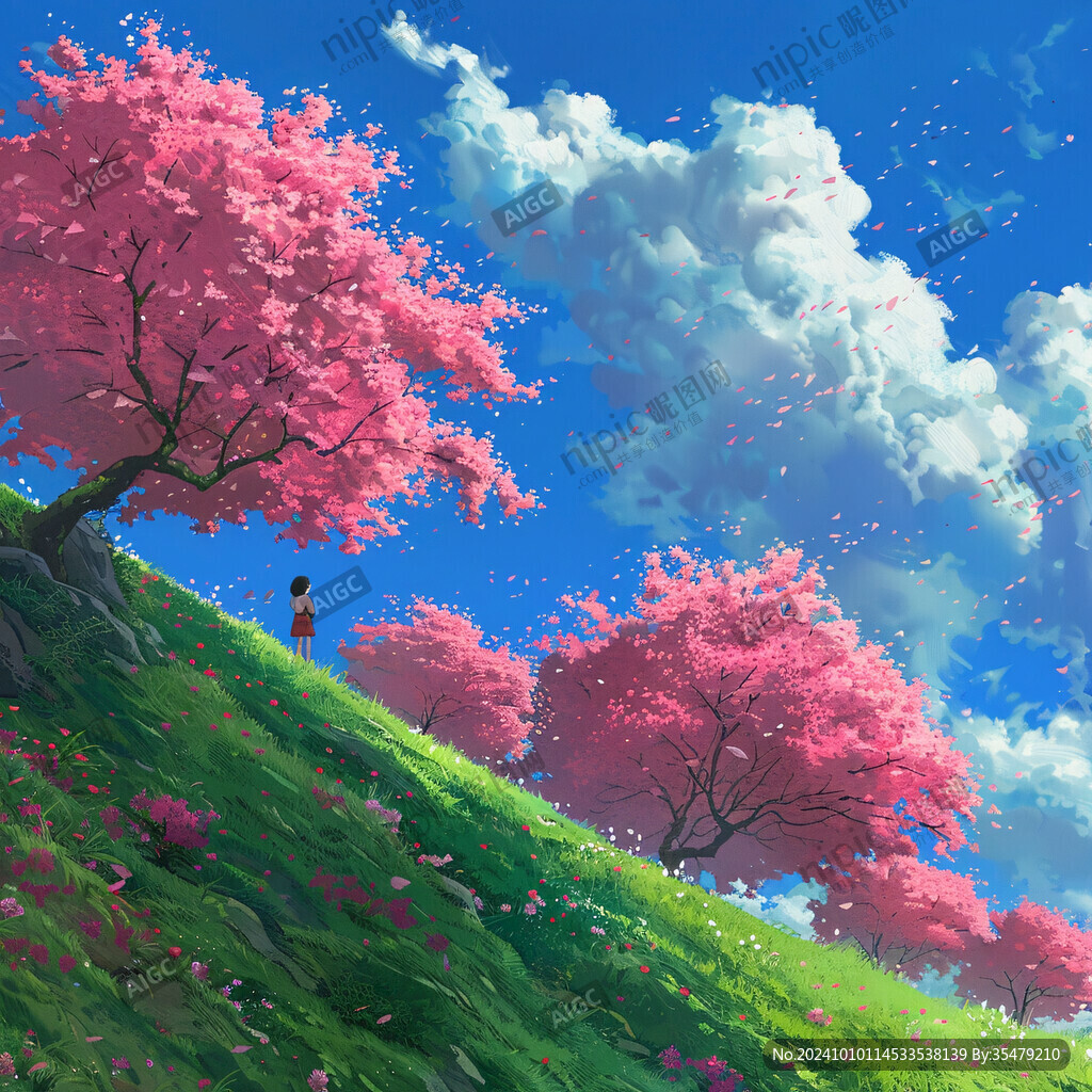 桃林仙境插画