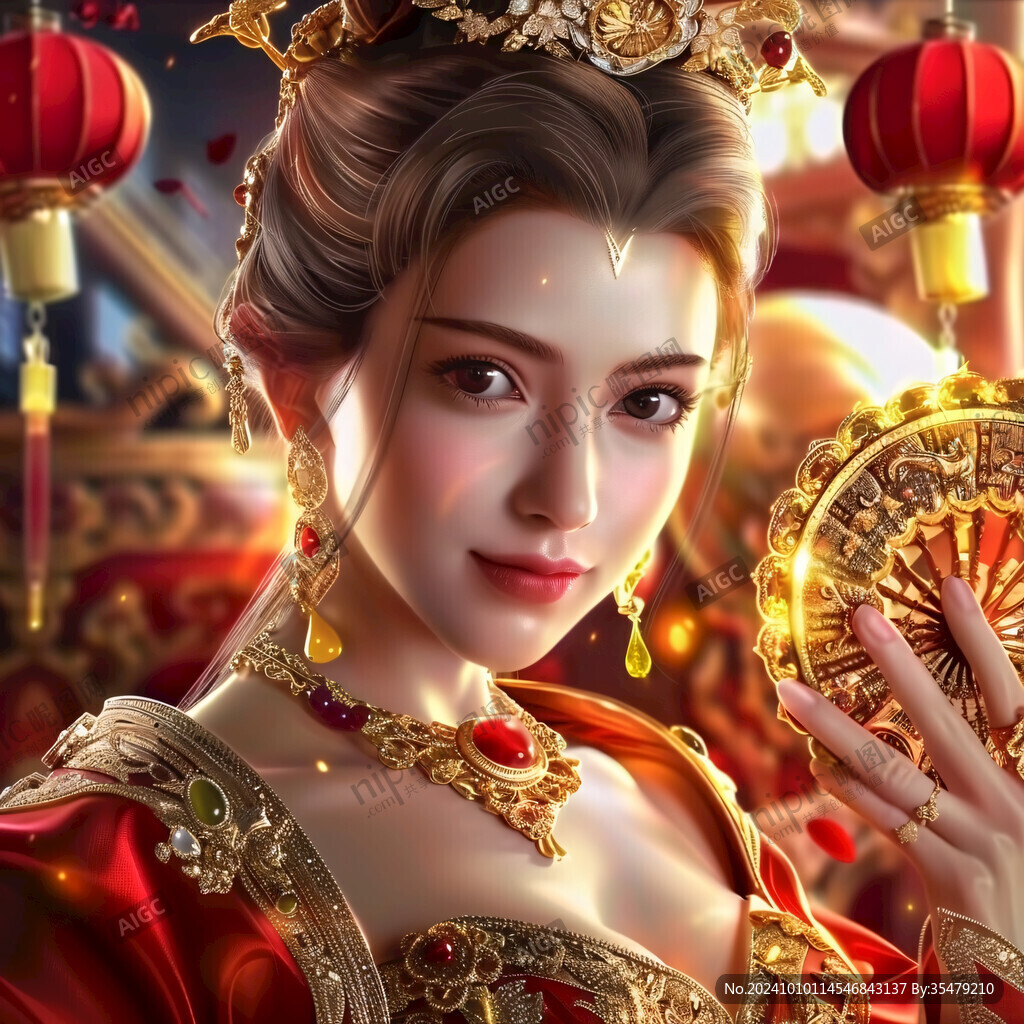 宫廷美女人物插画