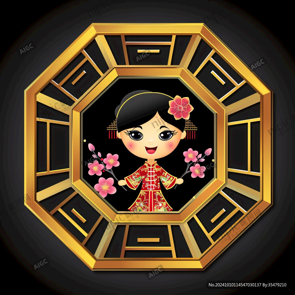 传统中国娃娃插画