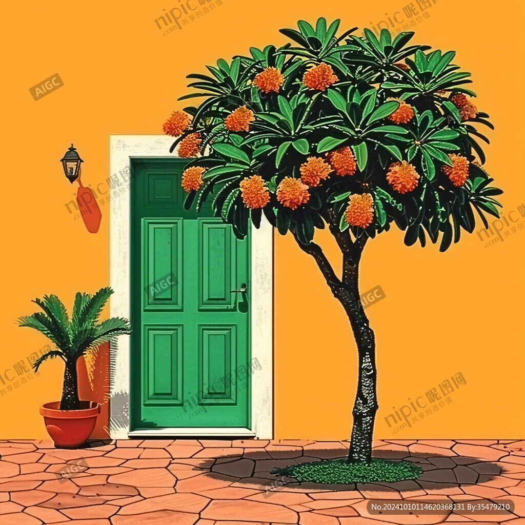 荔枝盆栽插画