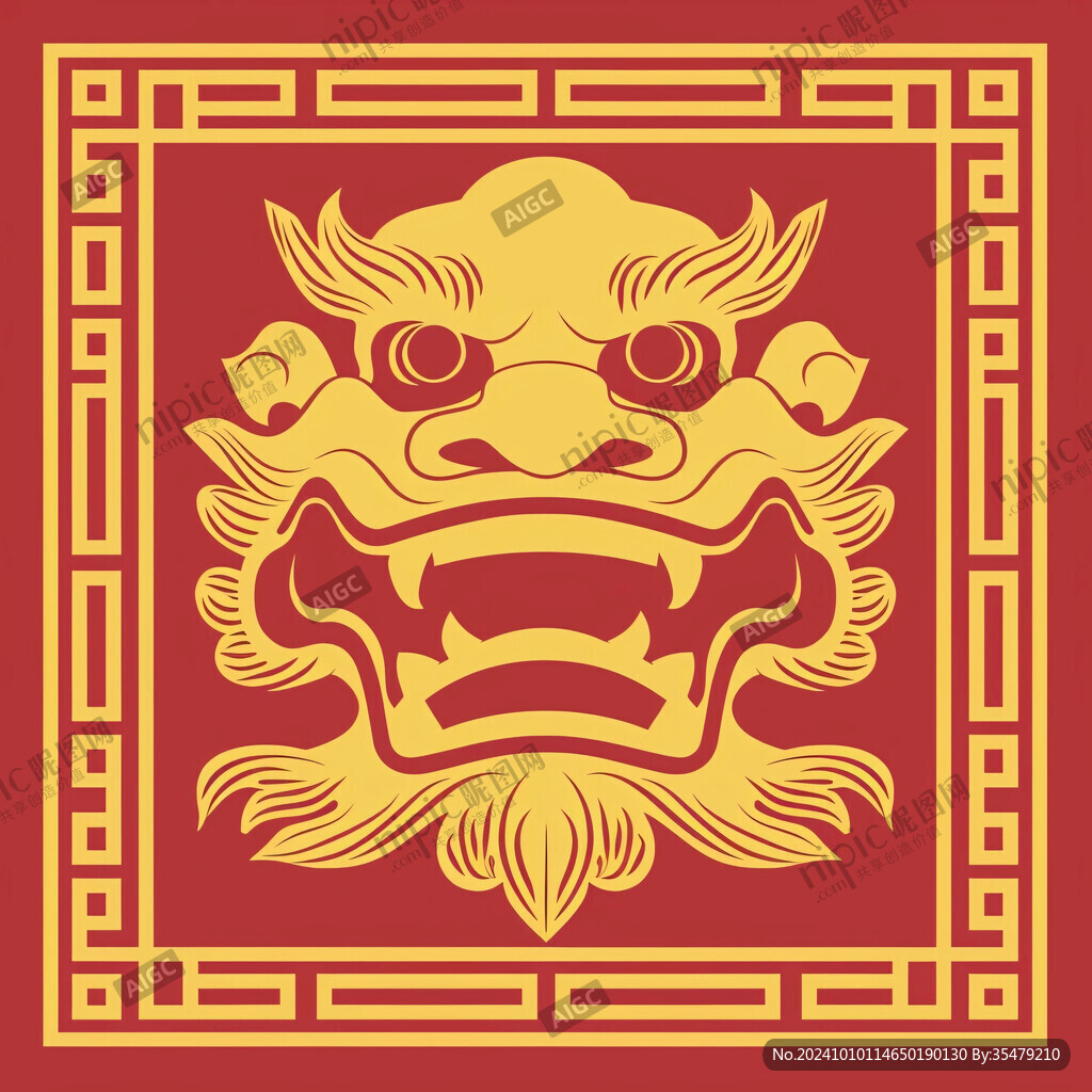狮头国潮窗花