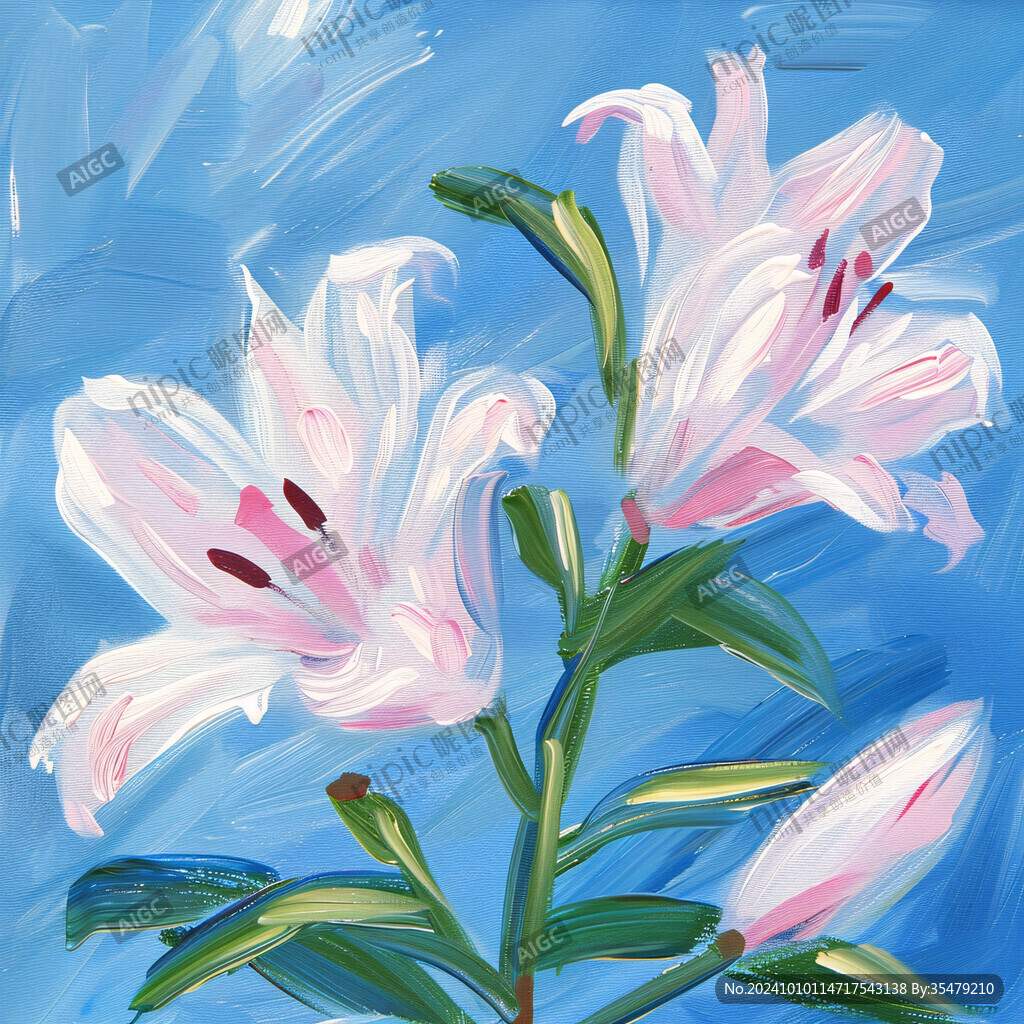 油画花卉百合