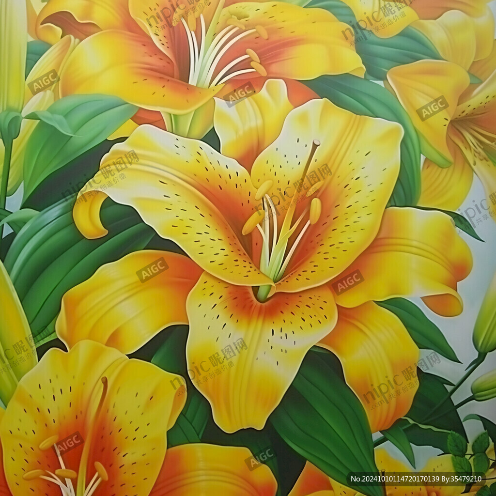 百合花壁画