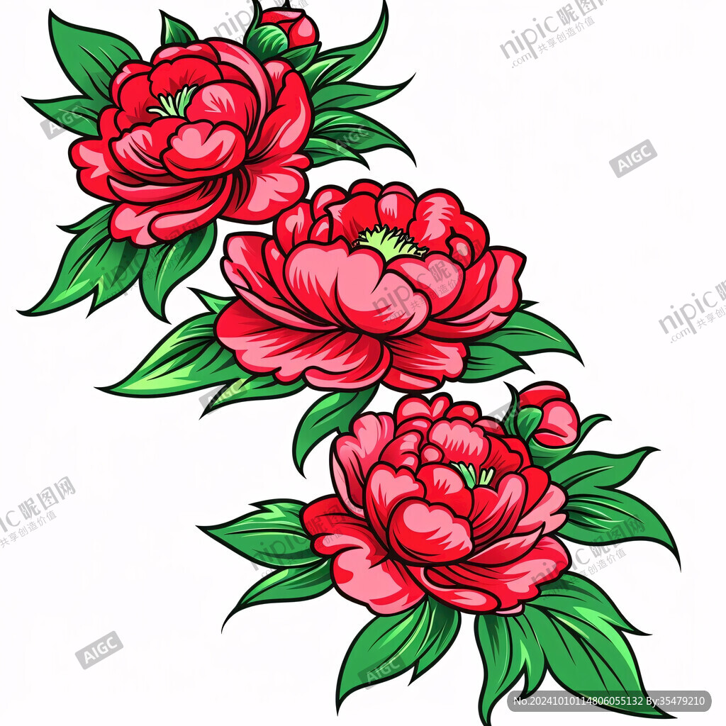 手绘牡丹花