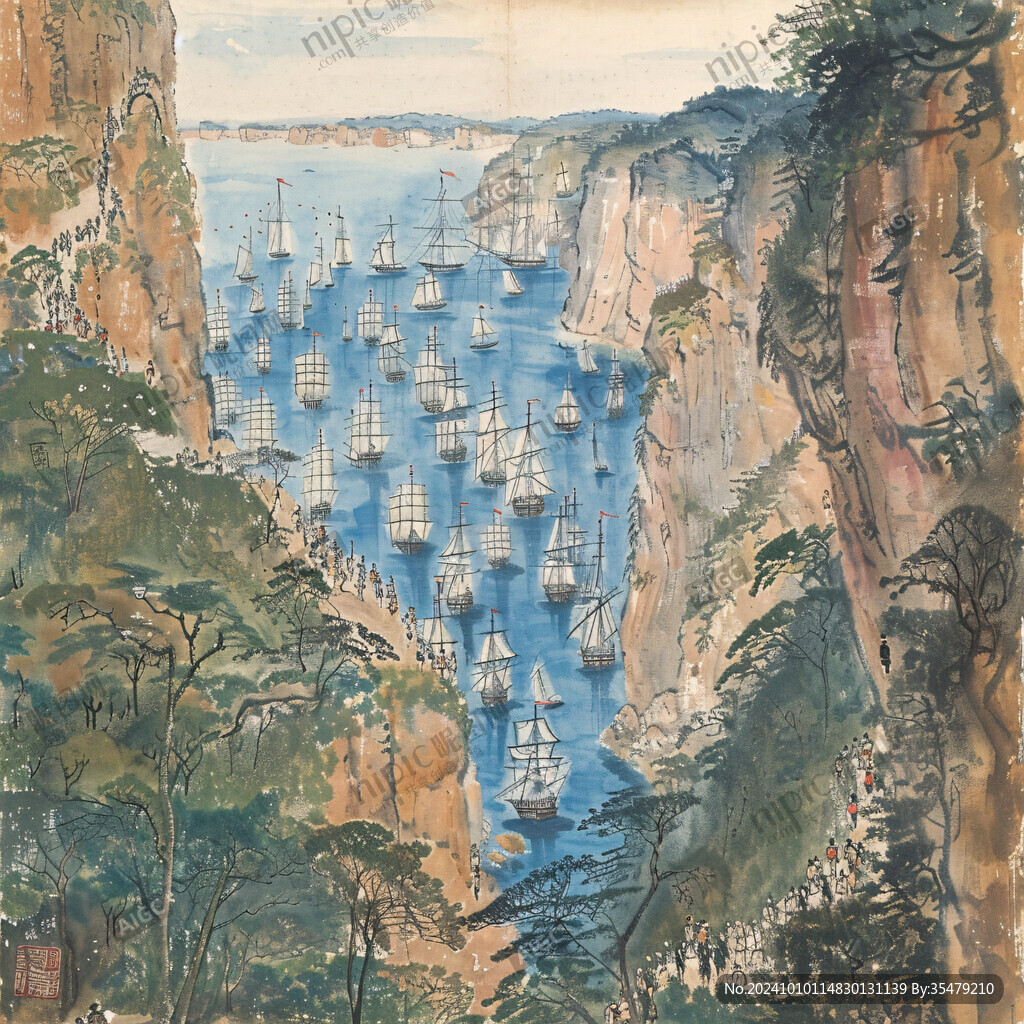 悉尼彩绘山水水墨画
