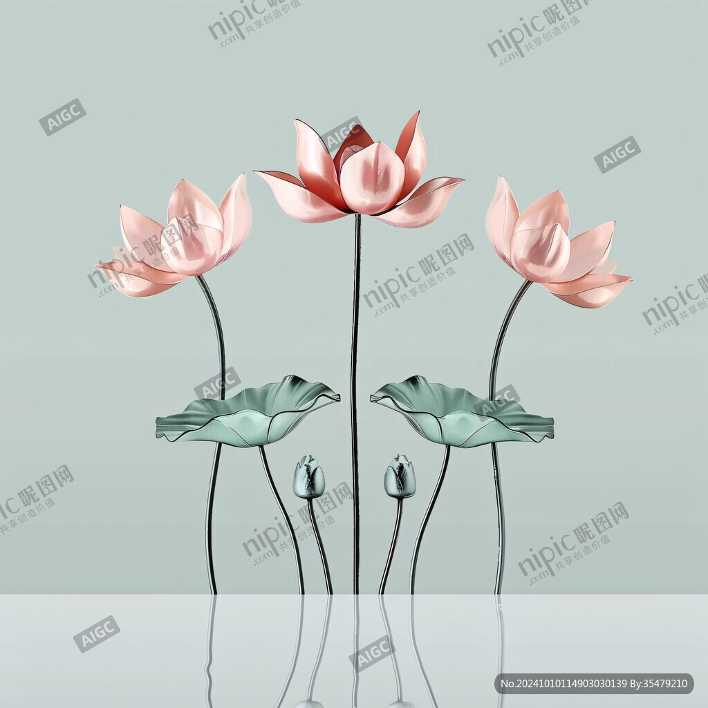 3d立体花卉荷花