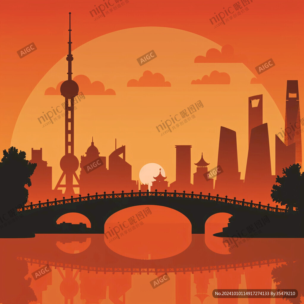 华东地区城市建筑插画