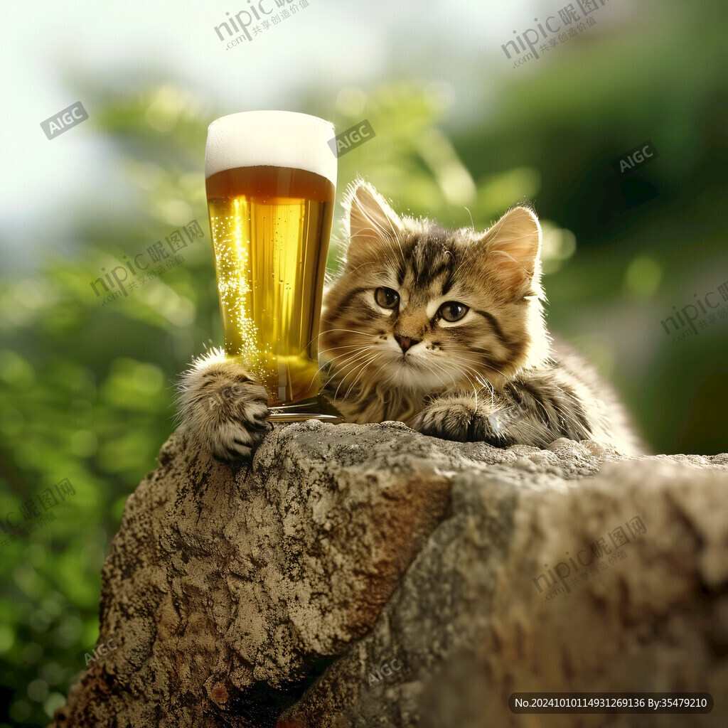 喝饮料的猫