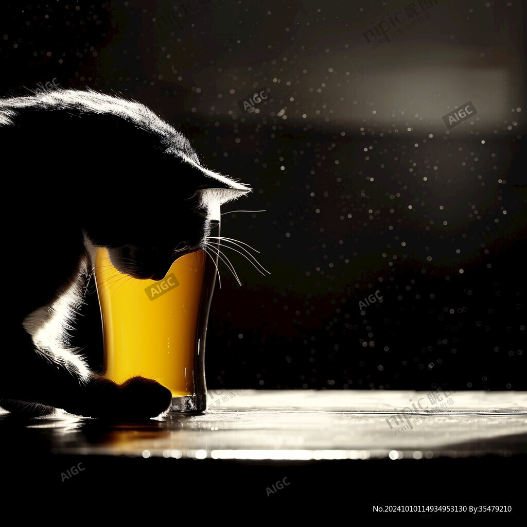 喝奶茶的猫咪插画