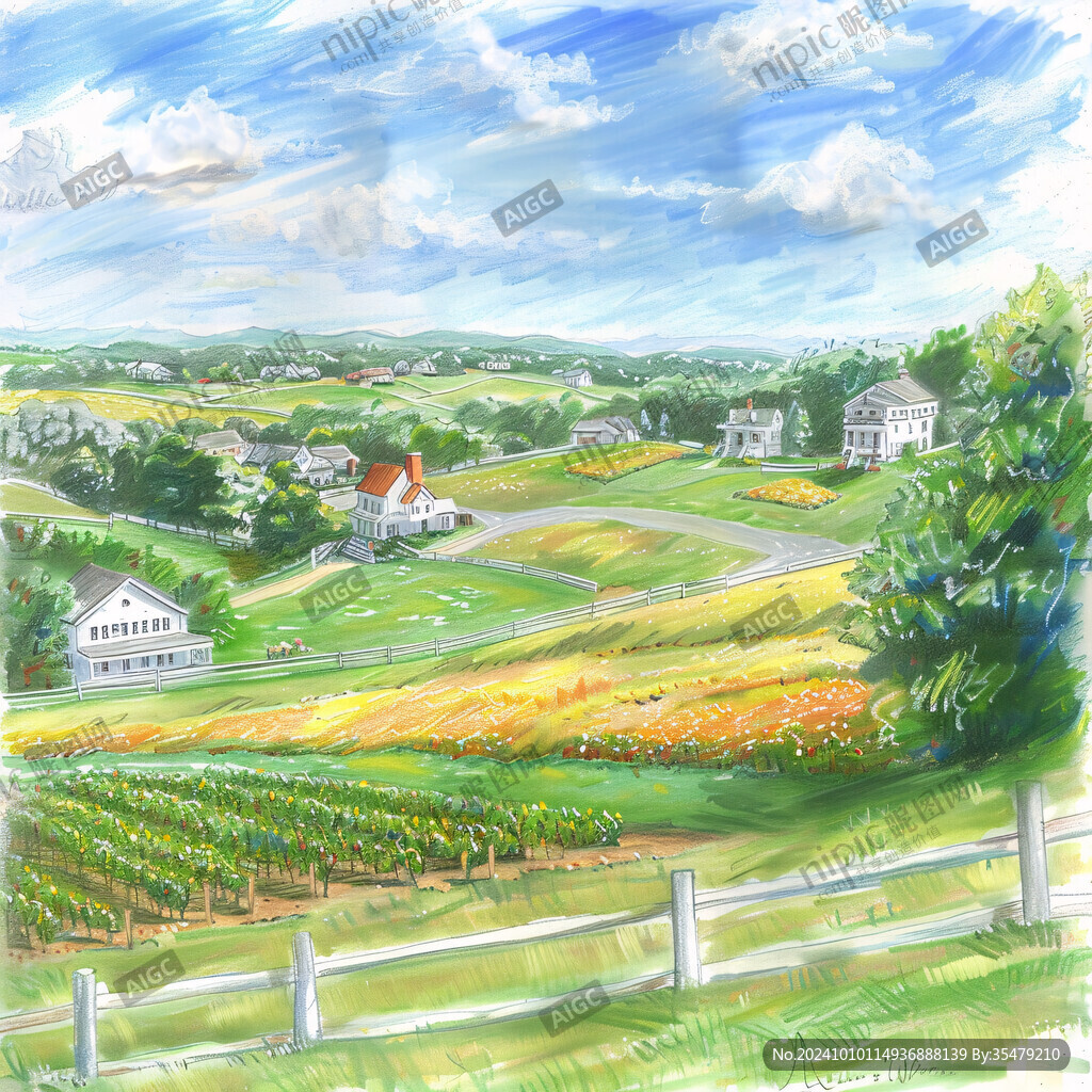 农村风景插画