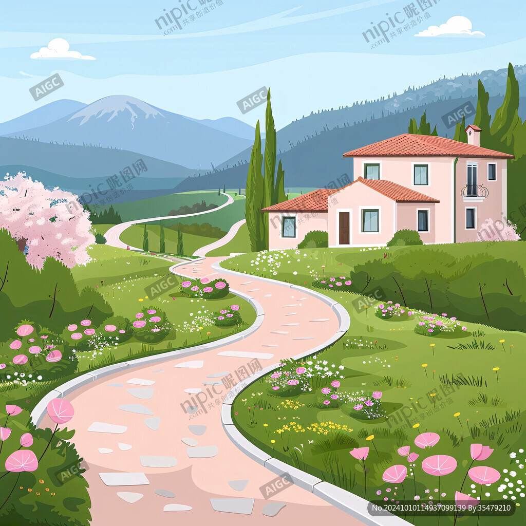 果园插画田园风光