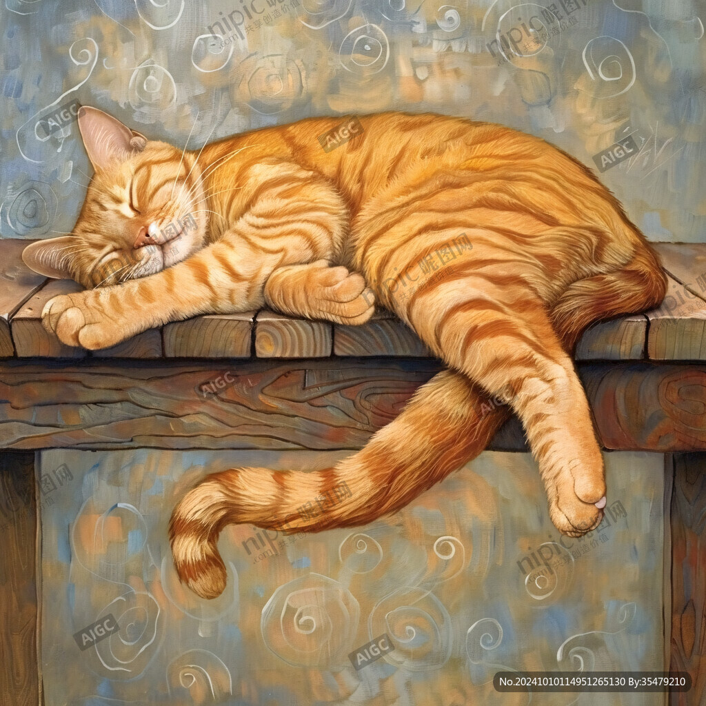 手绘猫眯装饰画