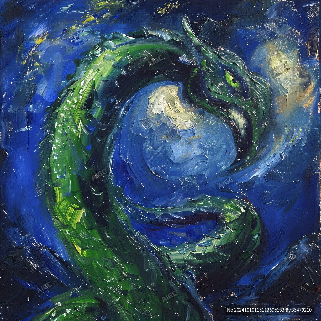 插画龙与蛇