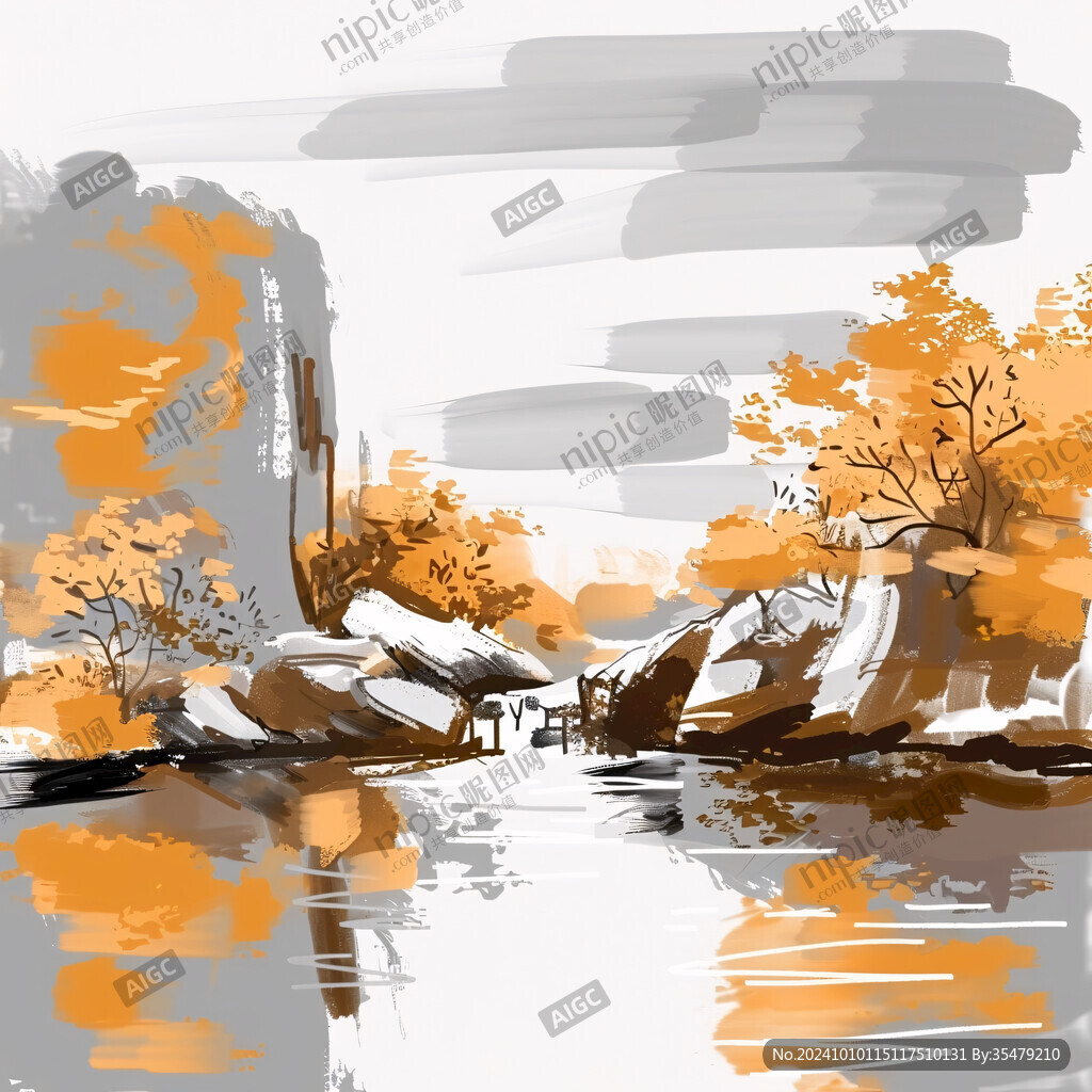 手绘秋日风景