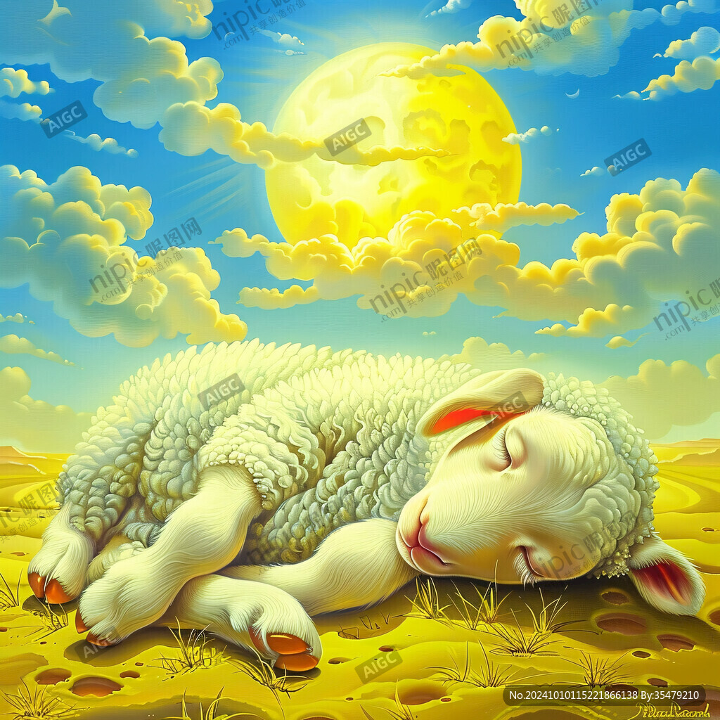 手绘梦幻羊风格装饰画