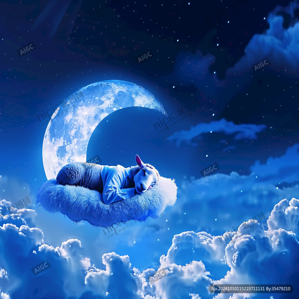 睡眠云朵月亮