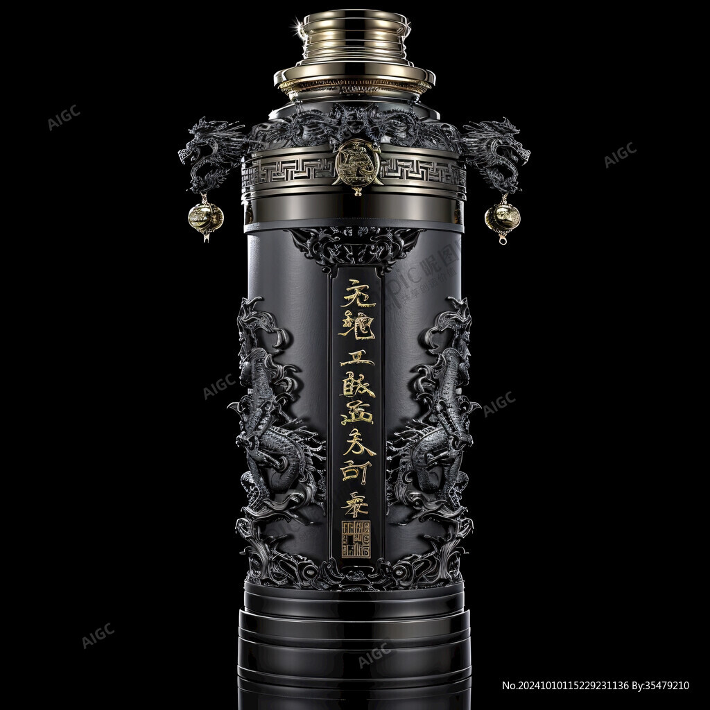 白酒瓶设计双龙戏珠