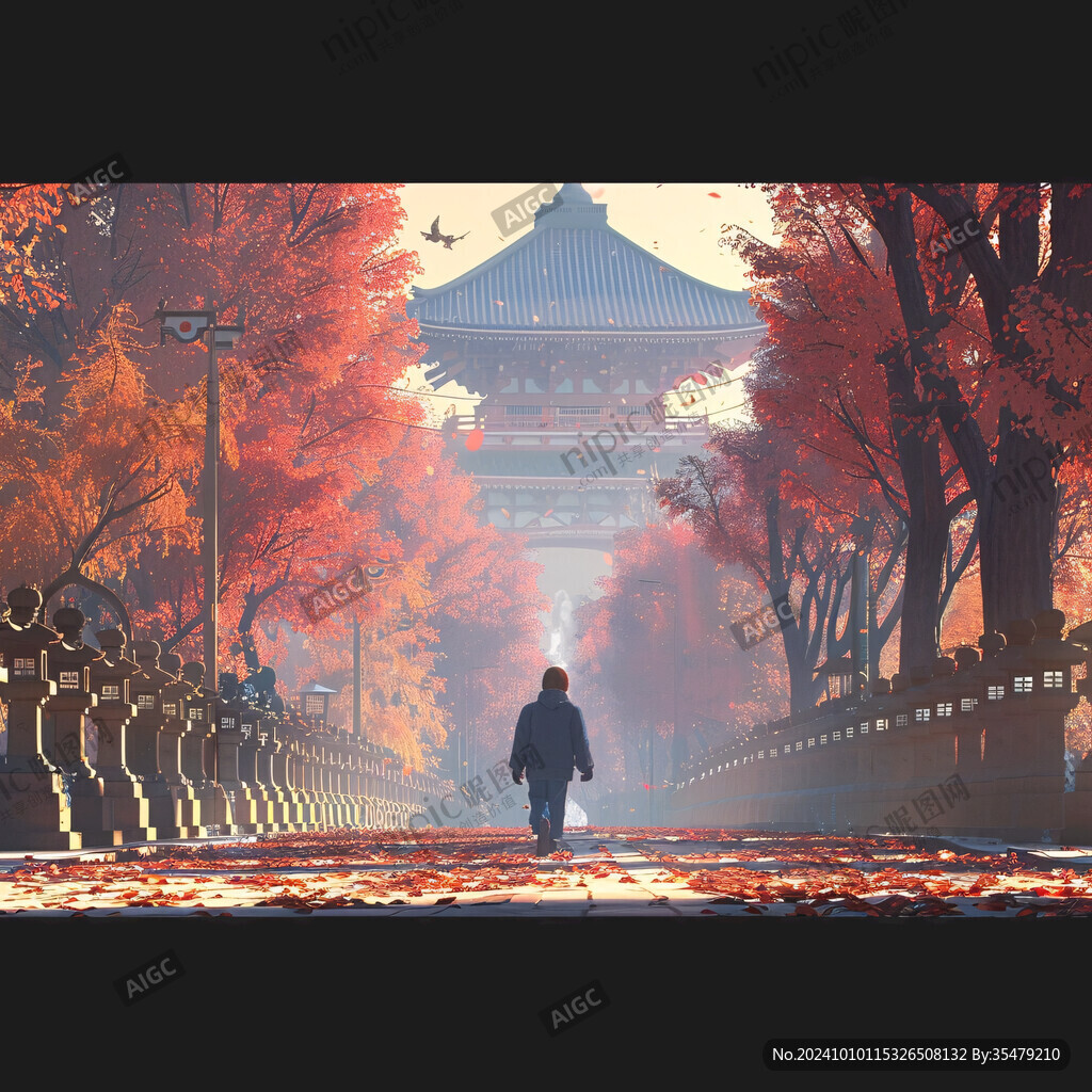 手绘皇宫皇宫秋天