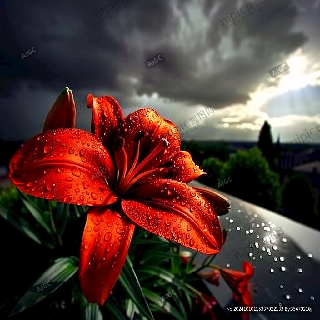百合花与雨水