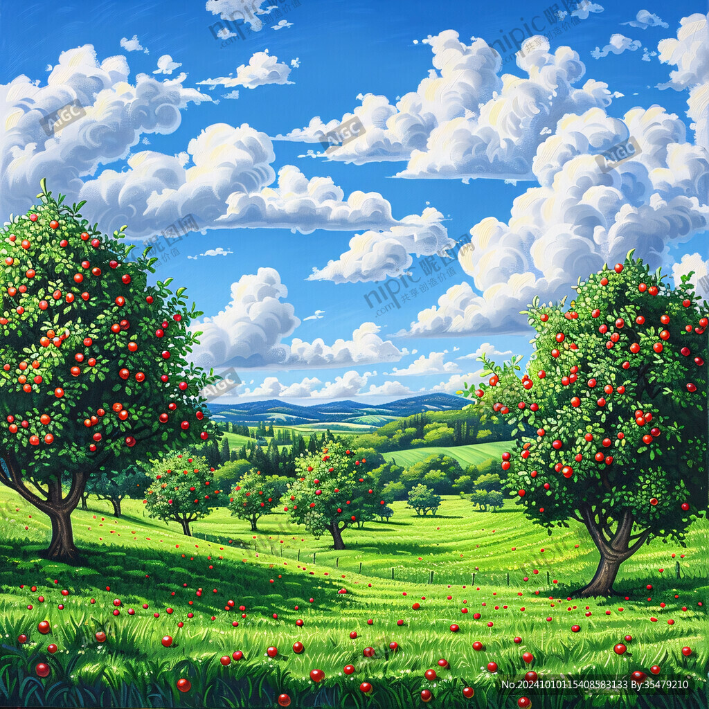 果园插画田园风光