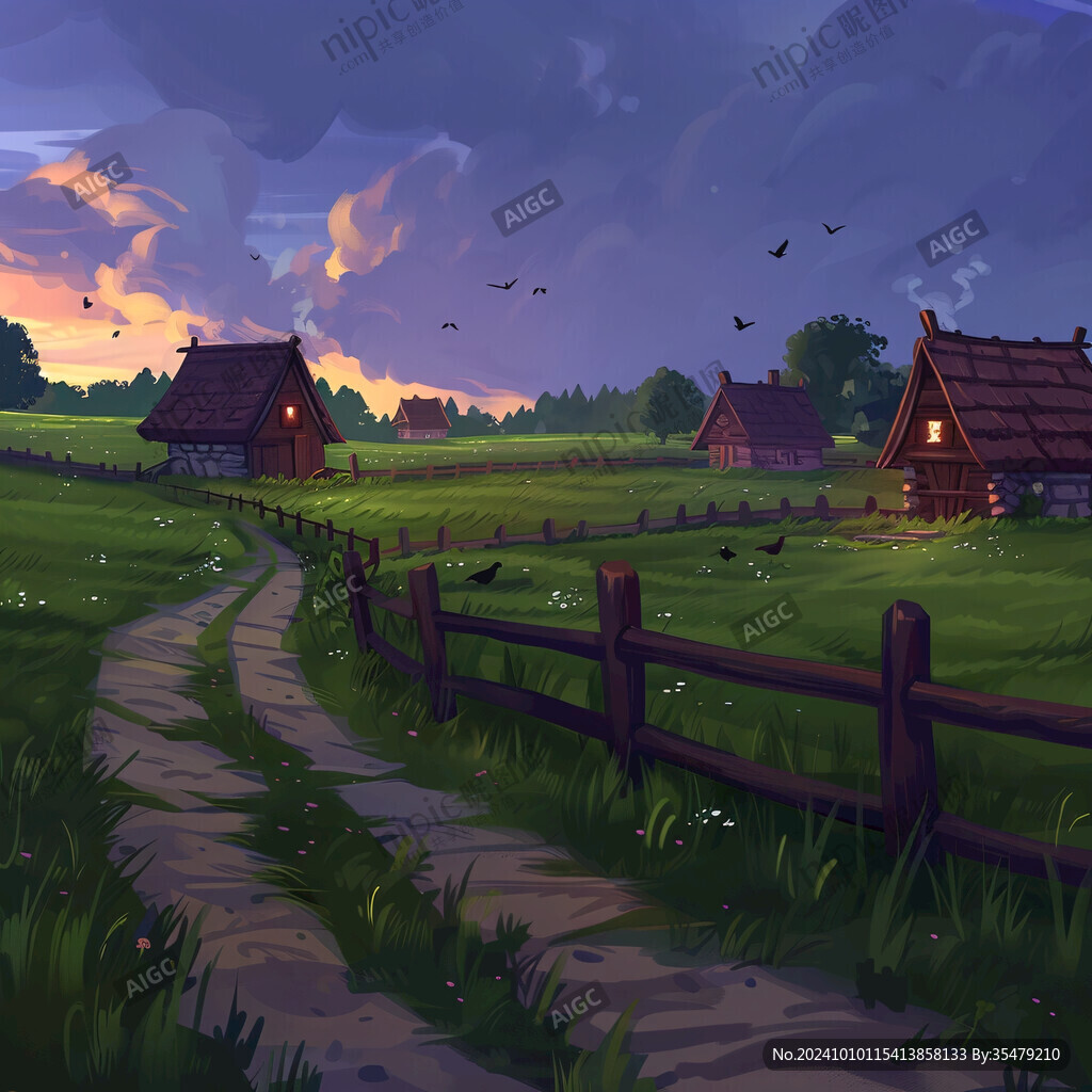 乡村场景插画