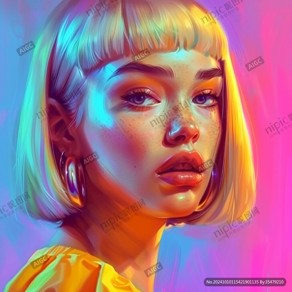 数字肖像插画