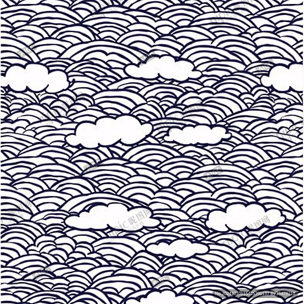 中式图案云纹浪花