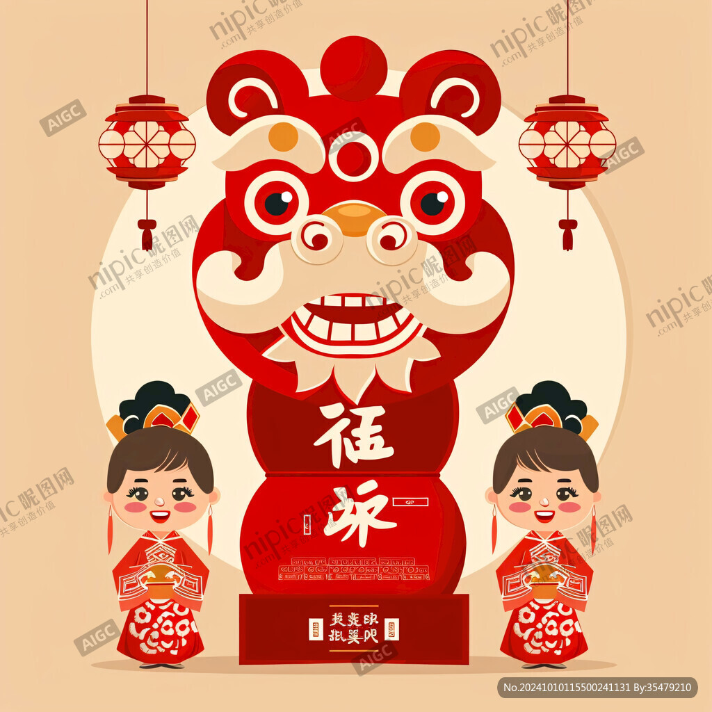舞狮扁平化设计