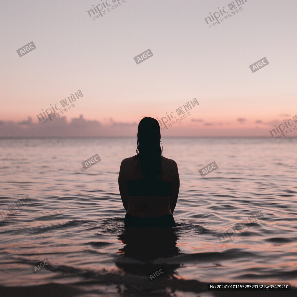 海边女人侧影