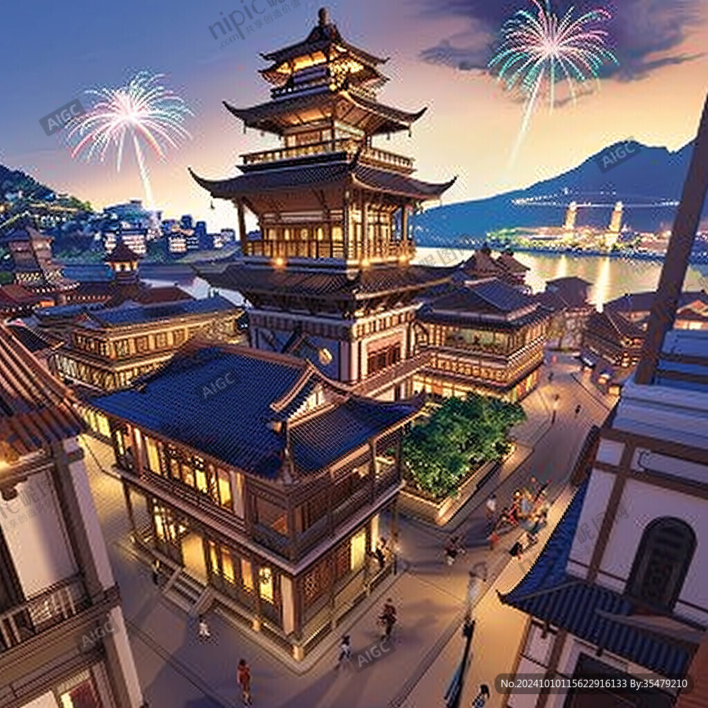 横店插画宣传背景素材