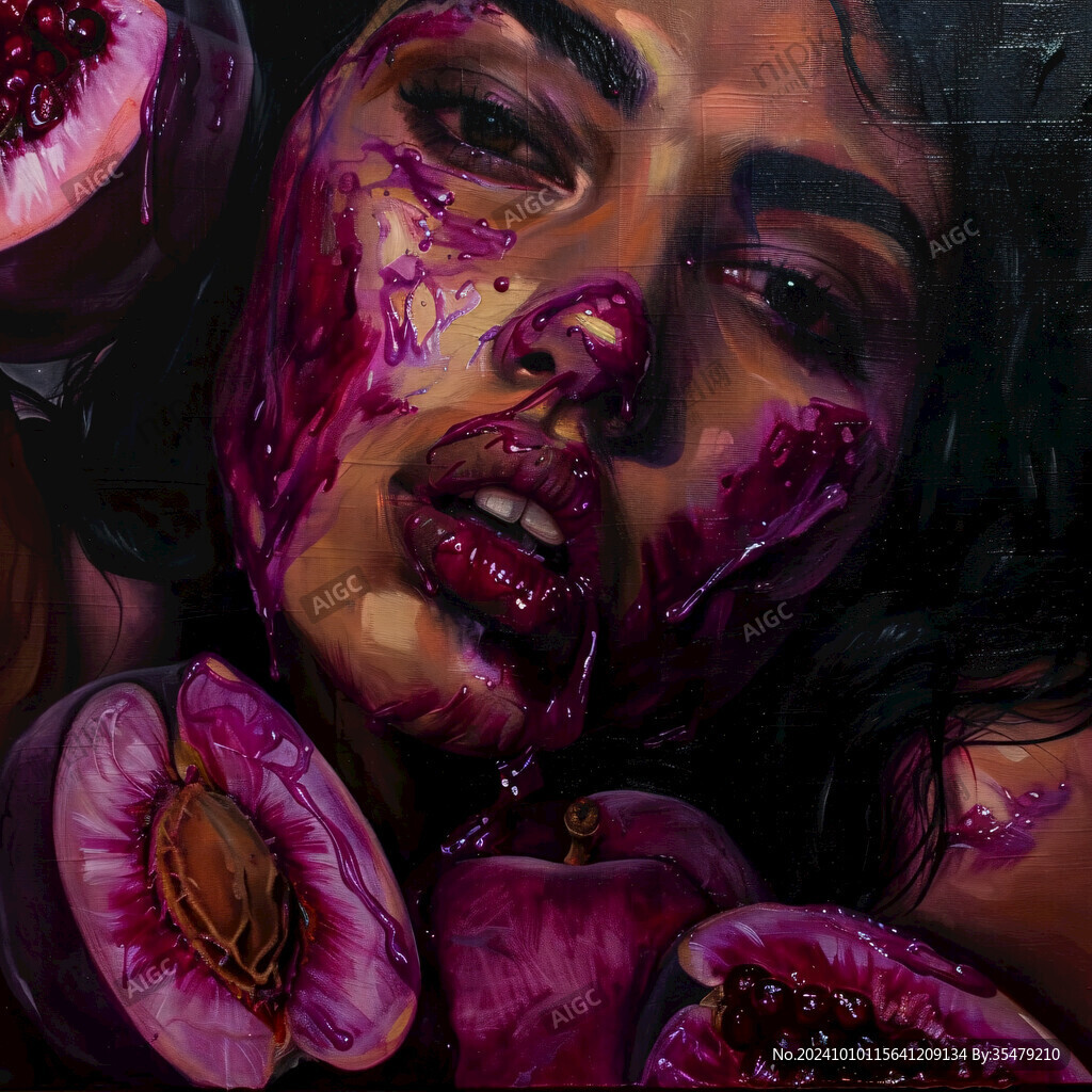 网红粉重彩画