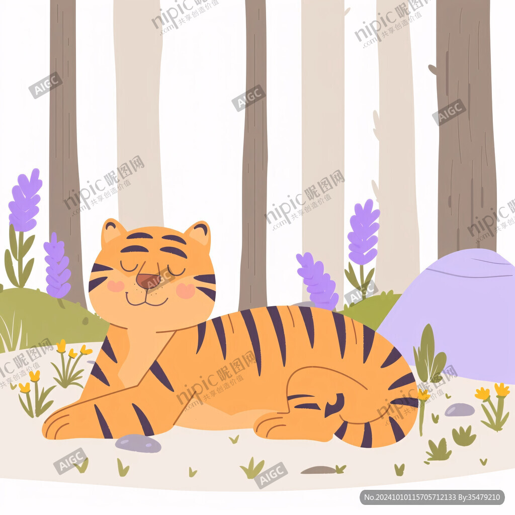老虎扁平插画