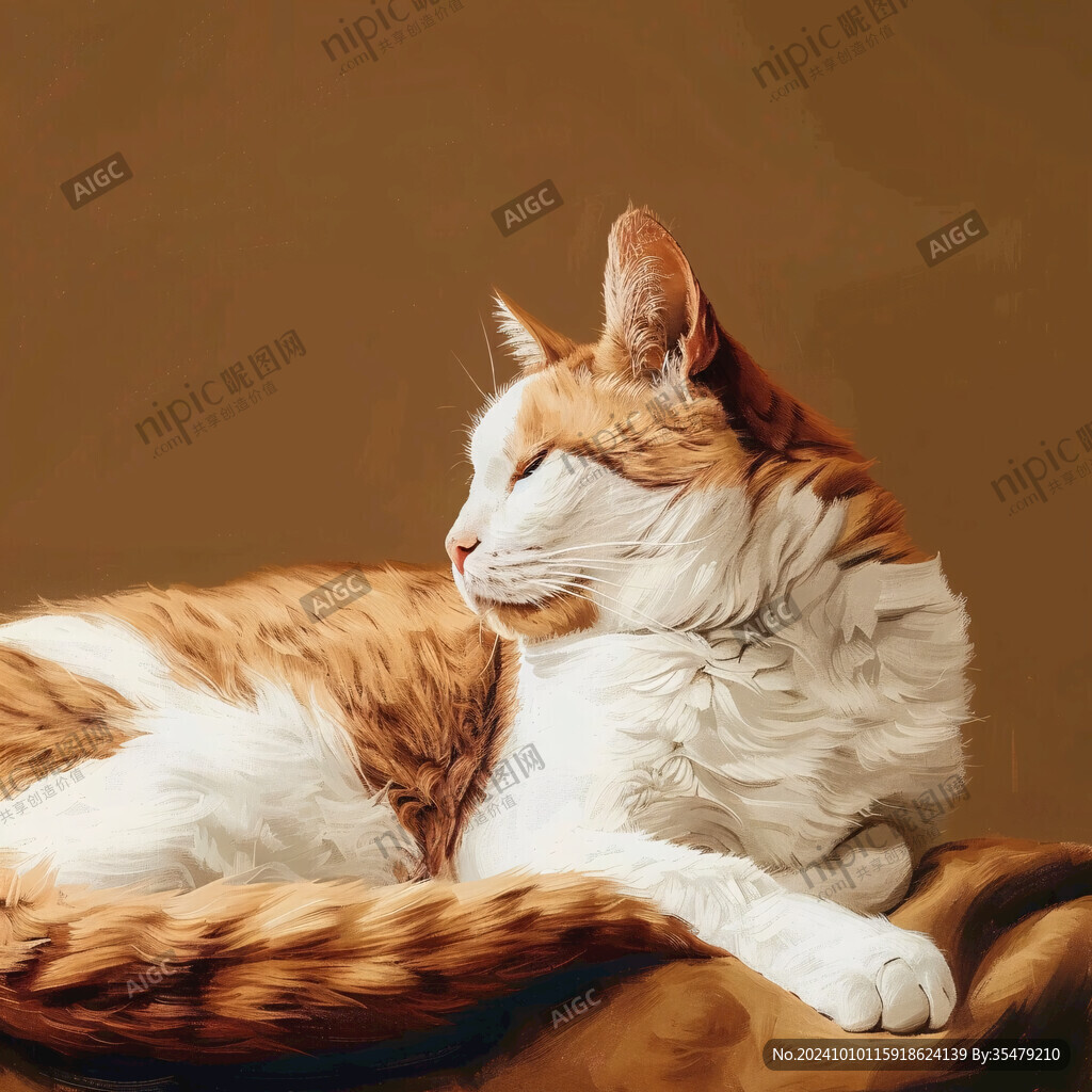 写实猫毛茸茸宠物插画