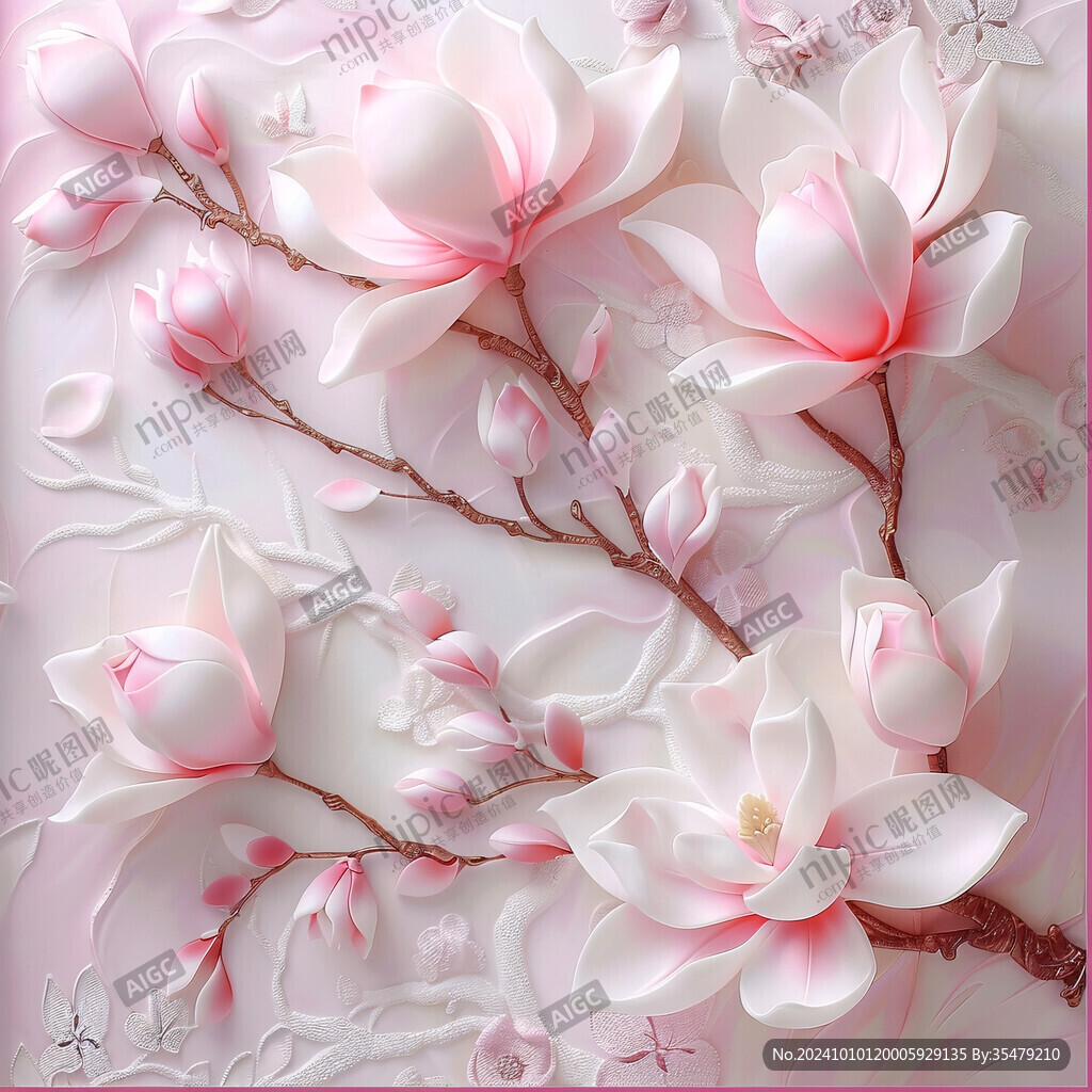 浮雕3d玉兰花设计