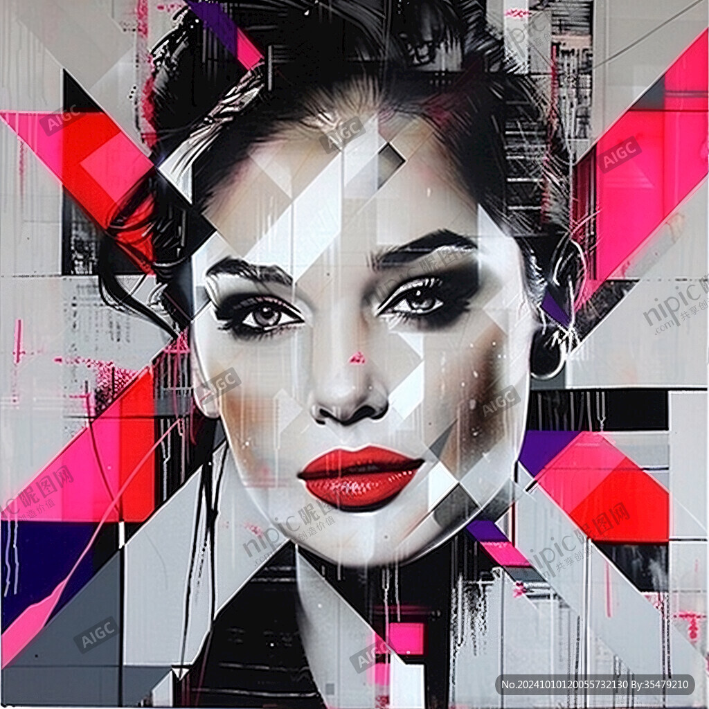 人脸色块拼接装饰画