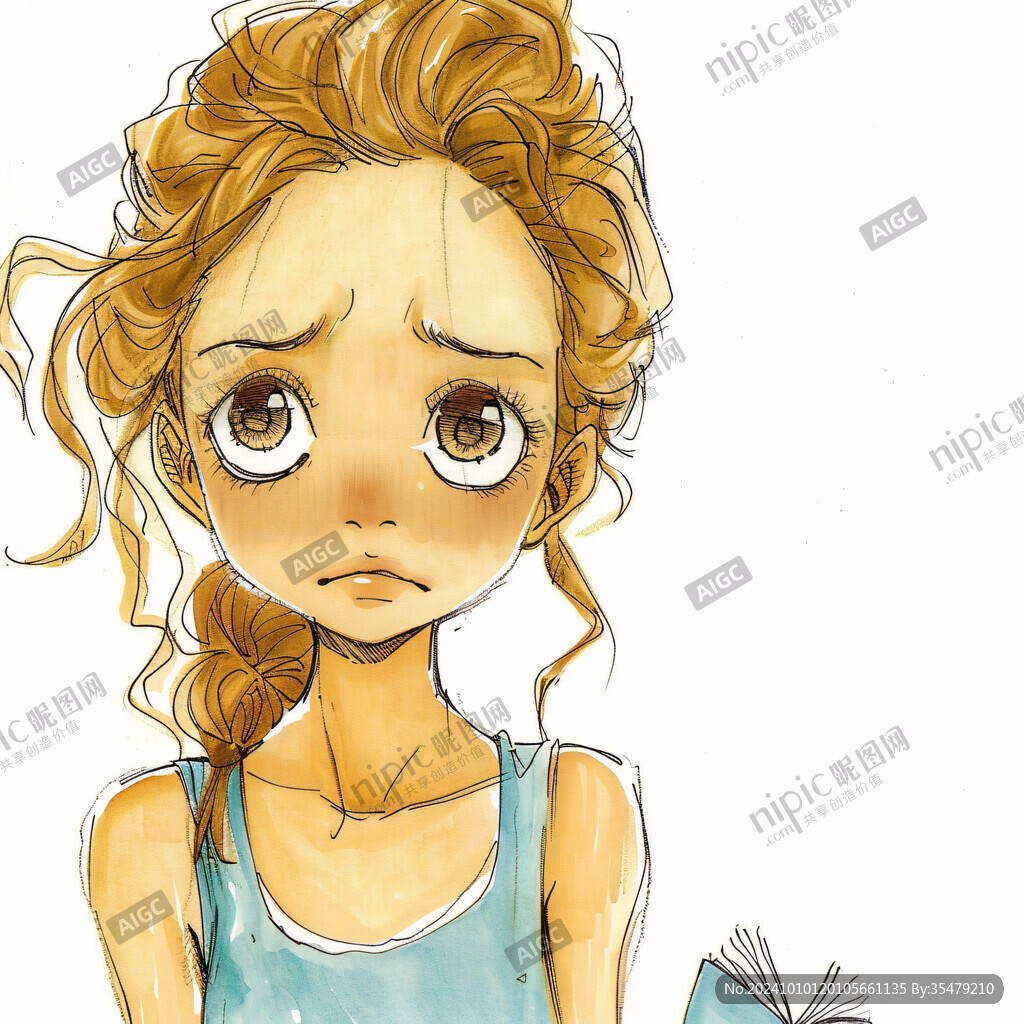 女孩生气插画