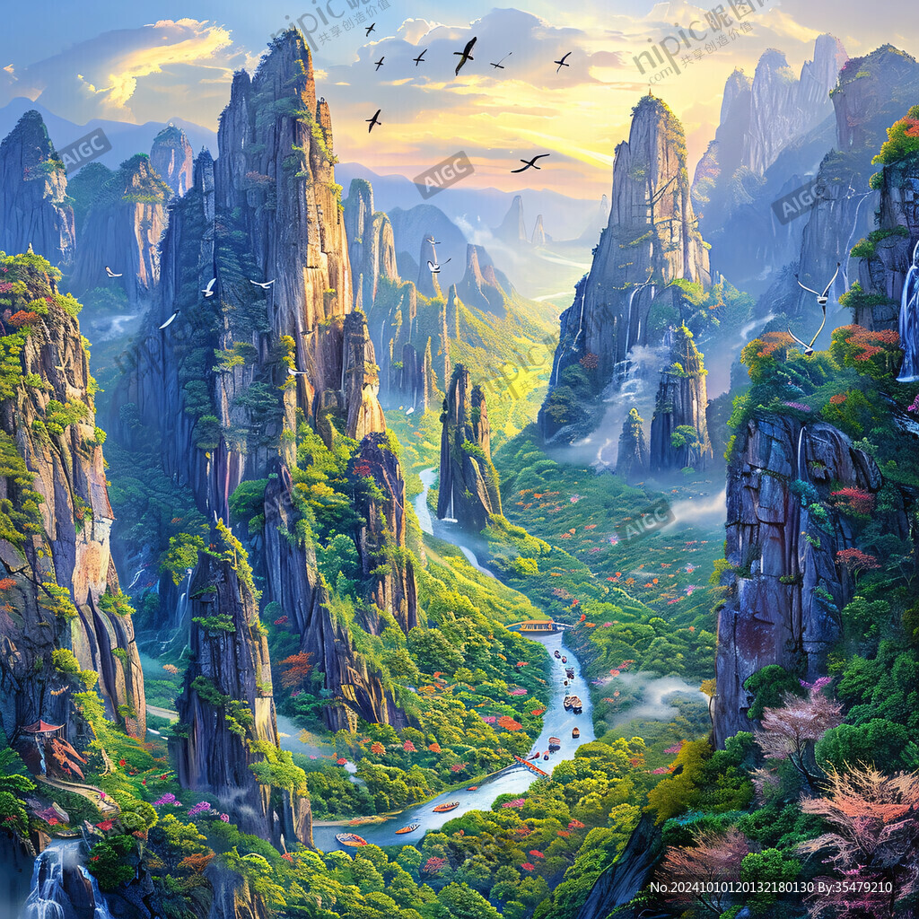 3d渲染山水画