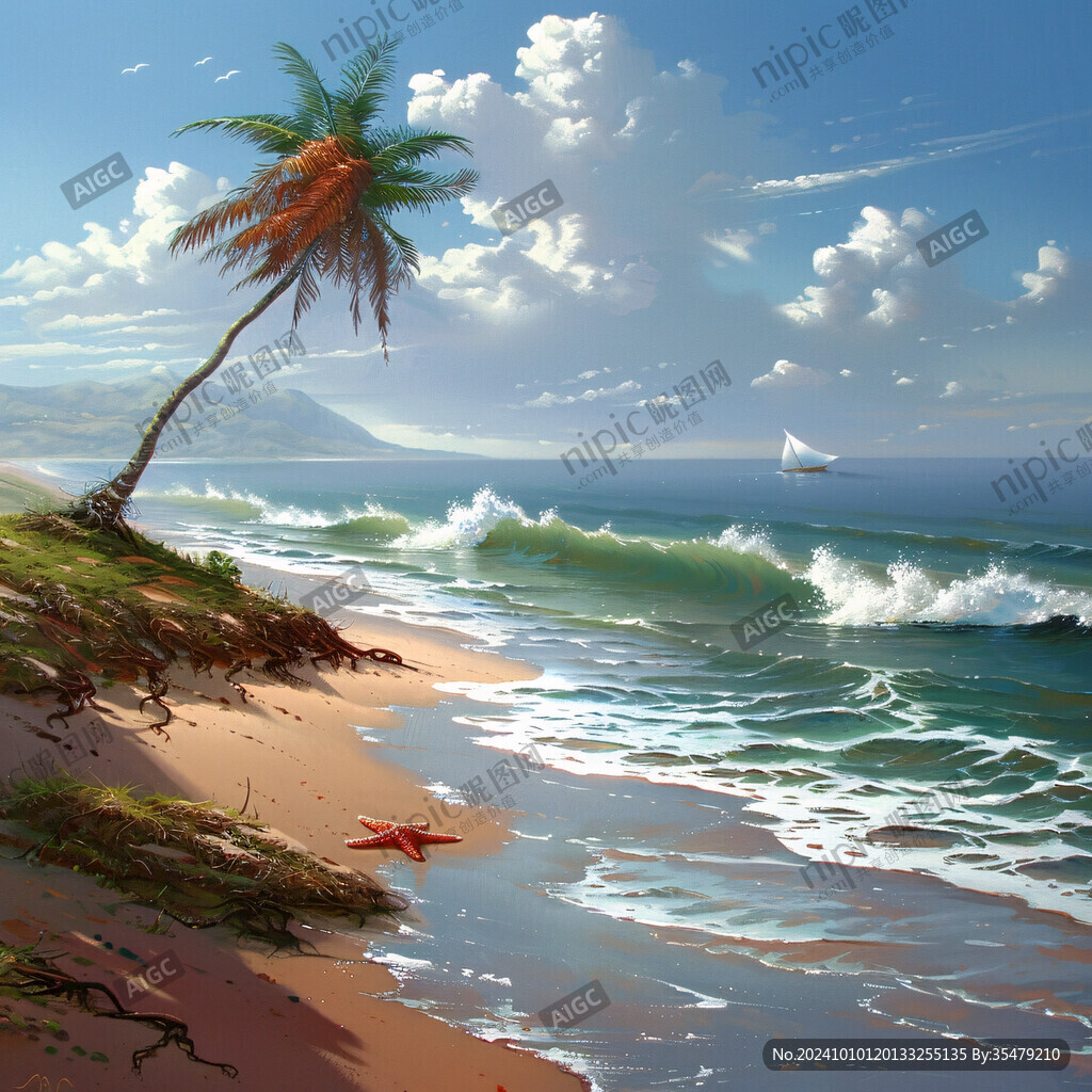 海滩风景画