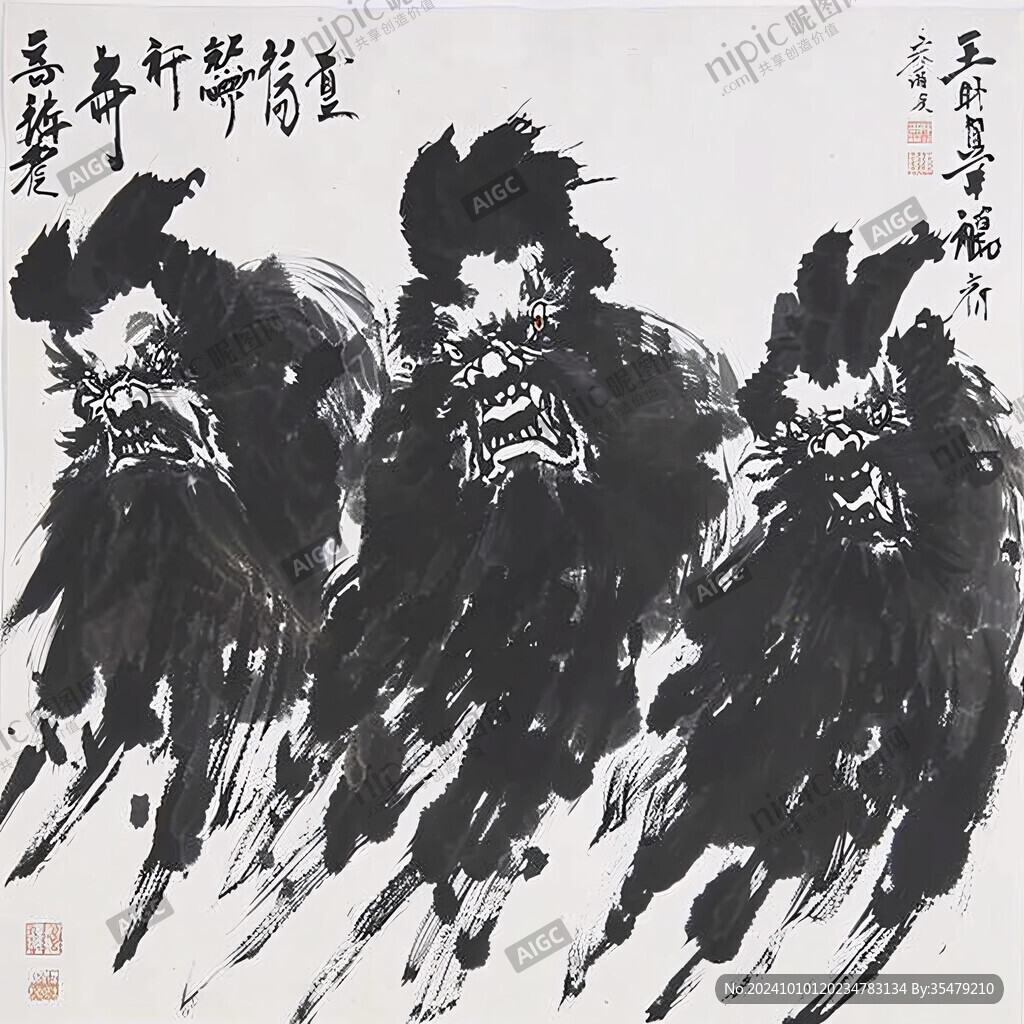 动物墨国画