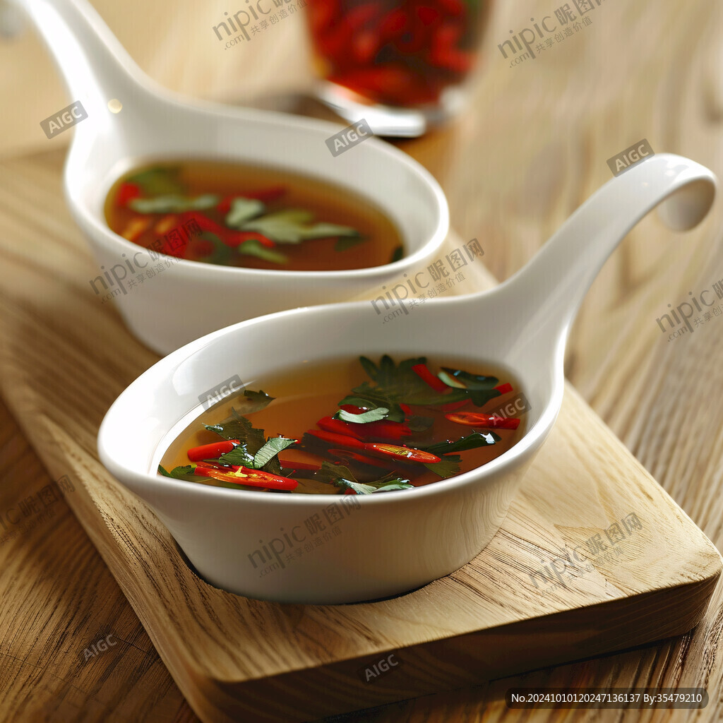 汤羹美食带勺子