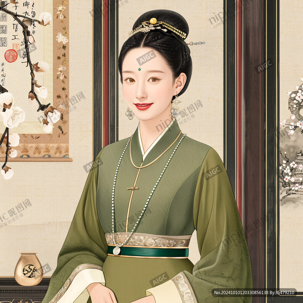 宫廷美女人物插画