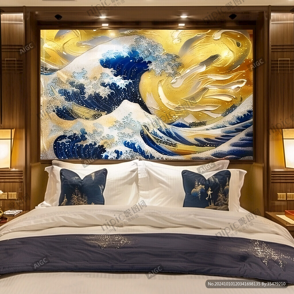 海浪仙鹤海浪酒店壁画
