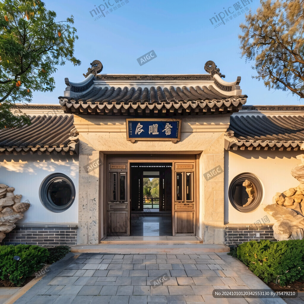 中式门楼庭院门口