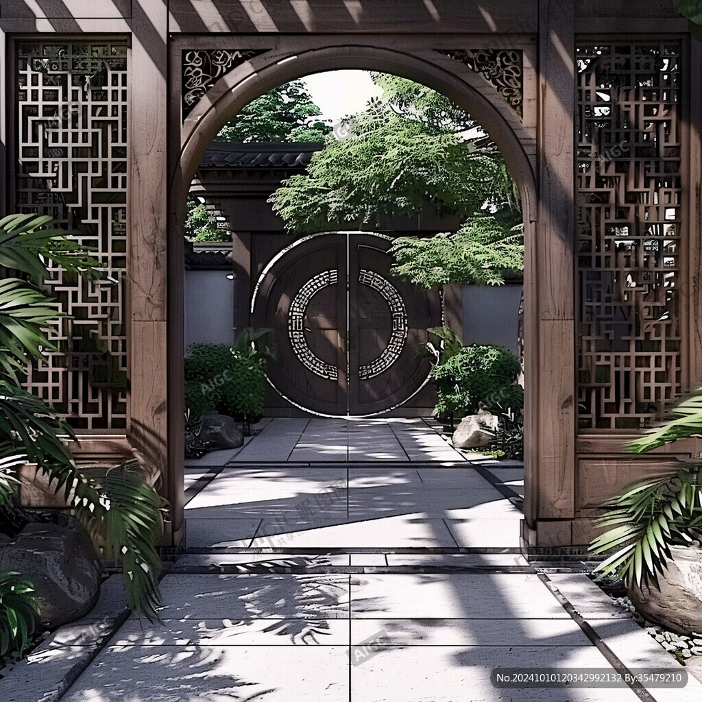 中式庭院圆门洞
