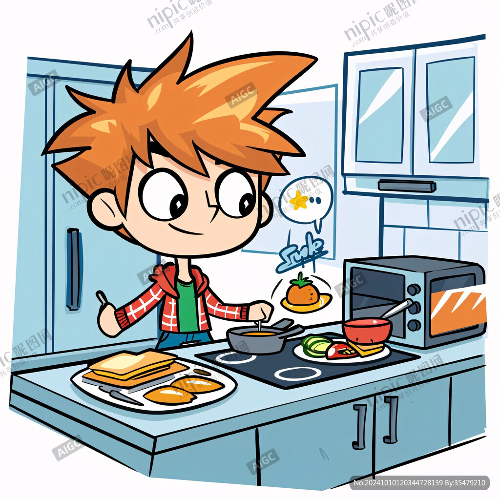 做美食男孩插画