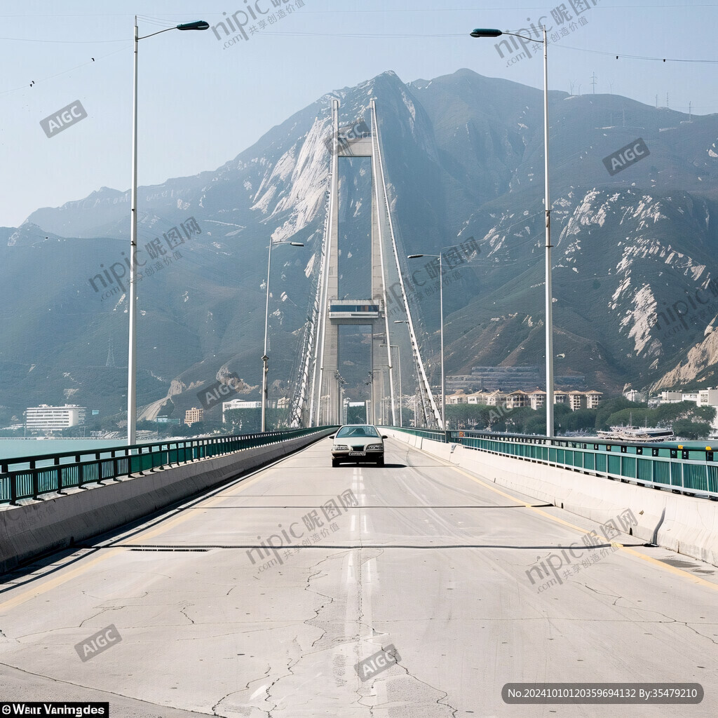 大吊桥道路四周风景