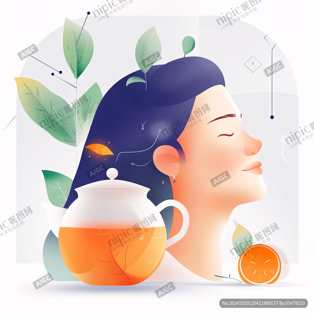 美容养颜茶插画